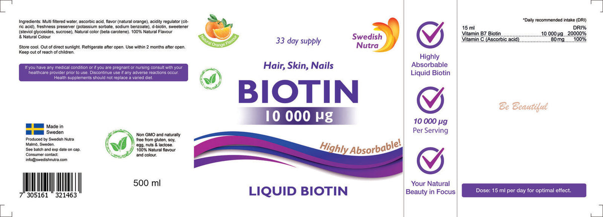 Biotina liquida 10.000 mcg x 500 ml