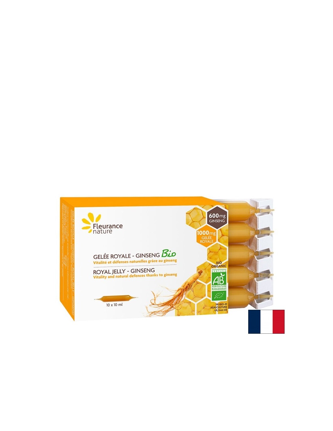 Immunità ed energia - Pappa reale + Ginseng asiatico BIO, 10 fiale da bere