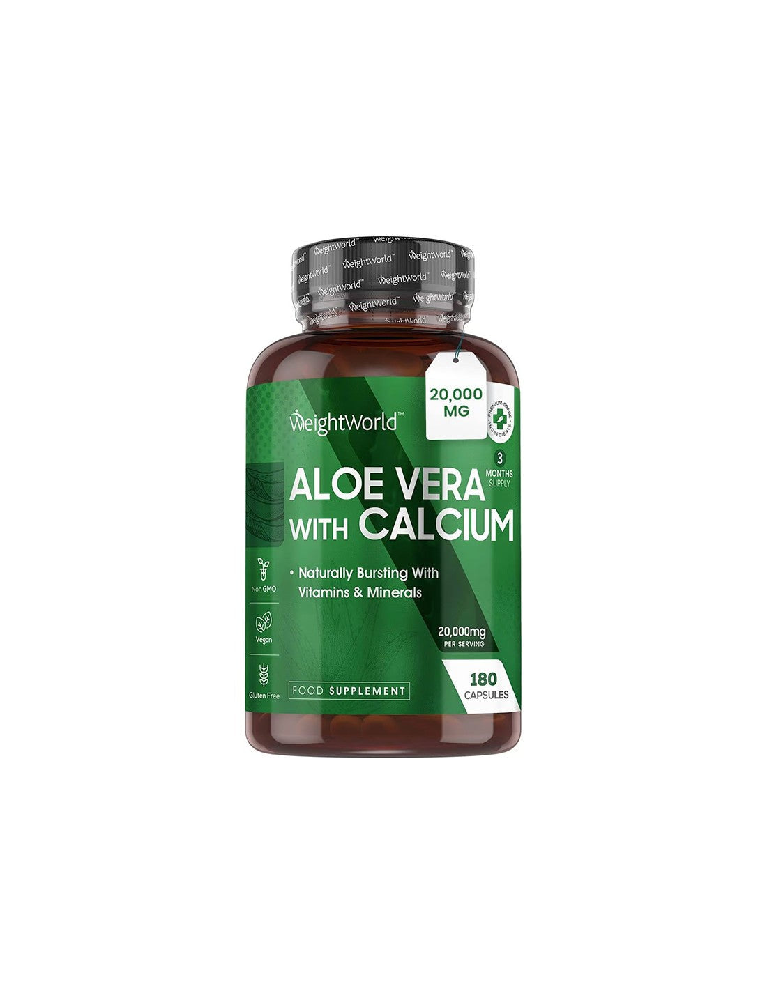 Tratto gastrointestinale - Aloe Vera 10 g + Calcio 75 mg, 180 capsule - Aloe Vera