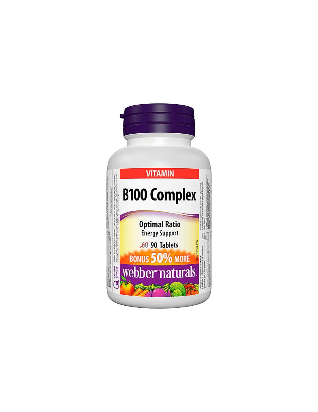 Salute cardiovascolare, energia, attività cerebrale - Complesso di vitamina B100, 90 compresse