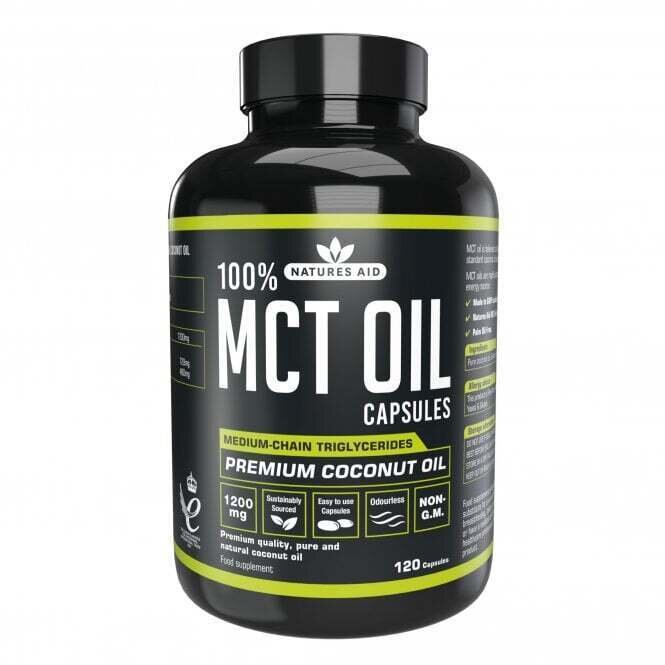 Trigliceridi a catena media da olio di cocco (olio MCT al 100%) 1200 mg 120 capsule NaturesAid