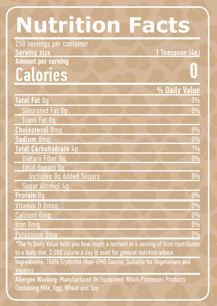 Eritritolo naturale al 100% - 1,00 kg