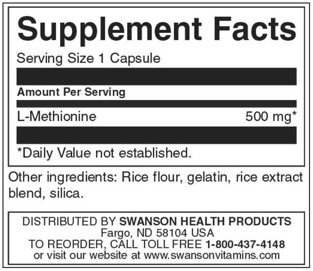 L-metionina pura al 100% 500 mg - 30 capsule