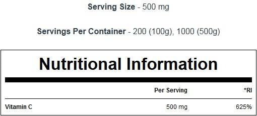 100% Vitamina C in polvere 100 grammi