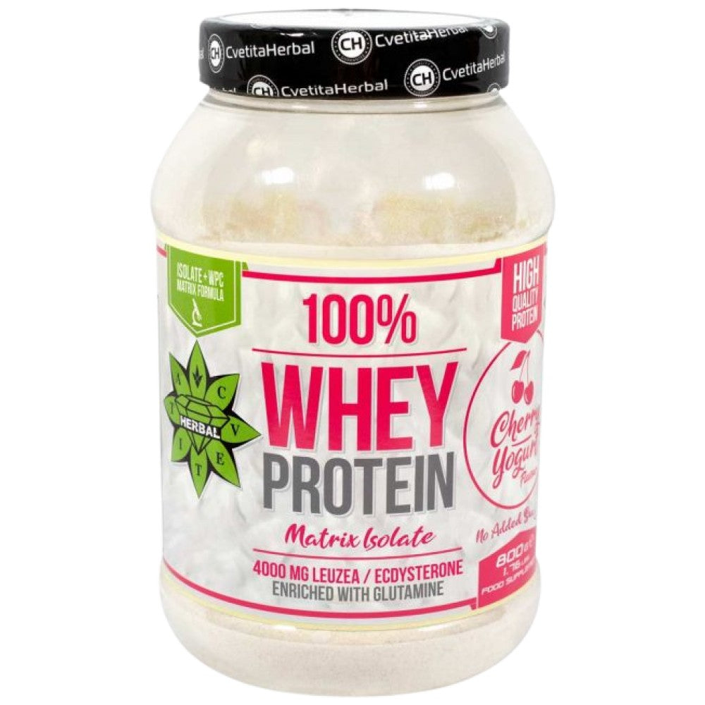 Matrice di proteine ​​isolate del siero di latte al 100% con Levzea | Yogurt alla ciliegia - 800 grammi