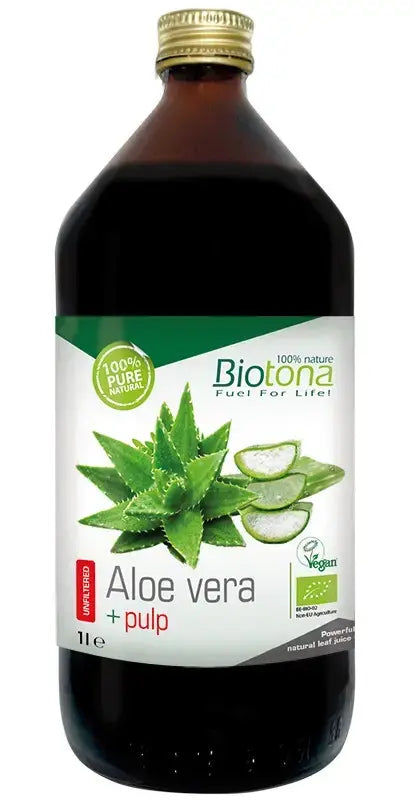 Succo di Aloe Vera biologico con pezzi, 1000 ml., <tc>Biotona</tc> Polpa di Aloe Vera