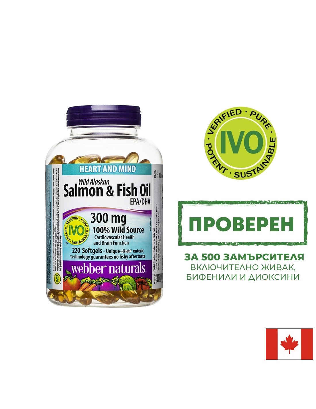 Cuore & Funzione cerebrale - Salmone selvatico dell'Alaska (olio) (1000 mg) + olio di pesce (300 mg), 220 capsule molli