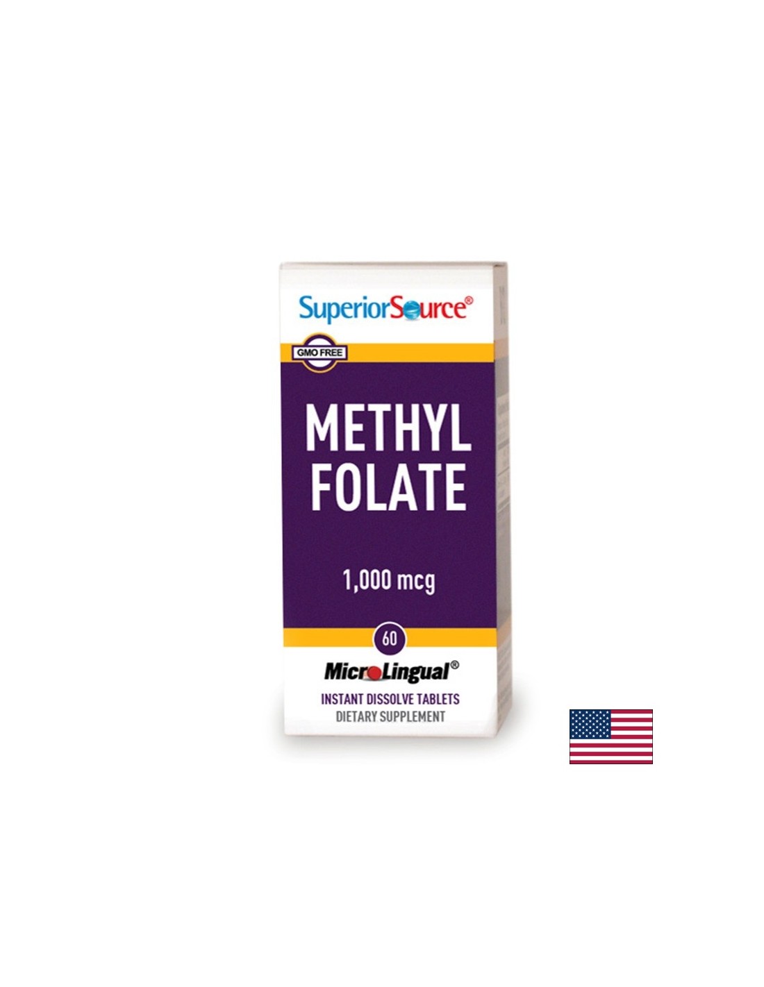 Metilfolato (acido folico metilato), 1000 mg x 60 compresse sublinguali <tc>Superior Source</tc>