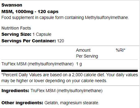 MSM 500 mg 250 Capsule