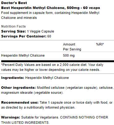 Best Hesperidin Metil calcone 500 mg - 60 capsule