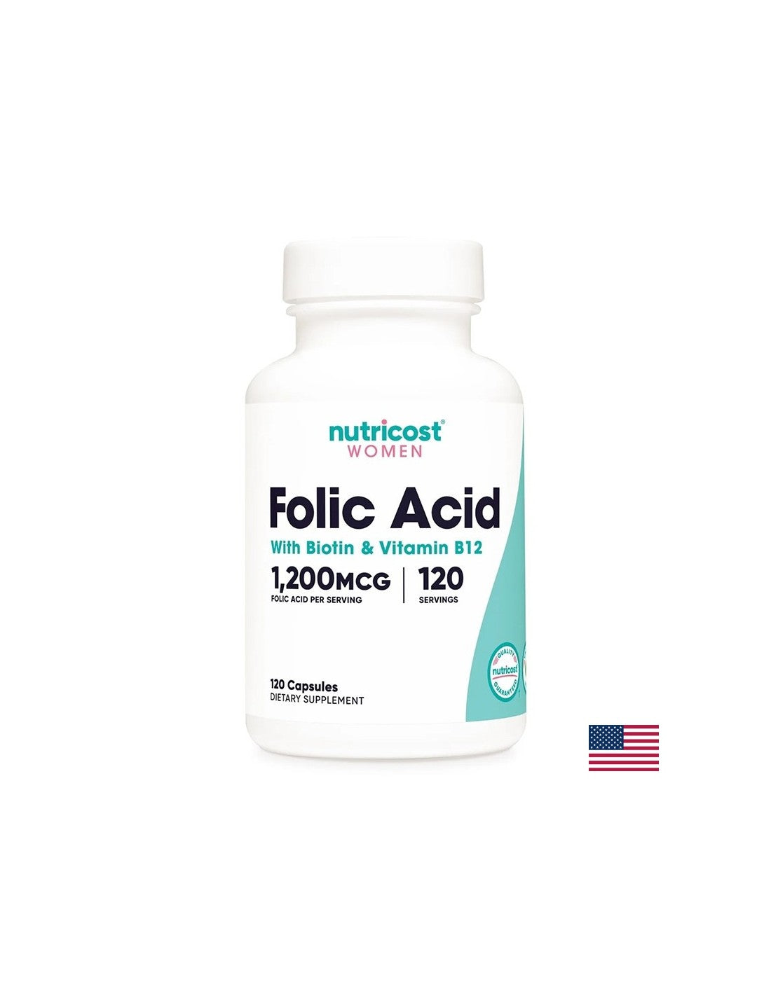 Cura per il cuore, il sistema nervoso, i capelli e la pelle - Acido folico + Biotina + Vitamina B12, 120 capsule