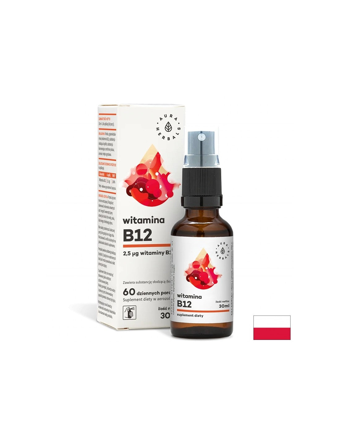 Sistema nervoso - Vitamina B12 (cianocobalamina), spray orale 30 ml <tc>Aura Herbals</tc>