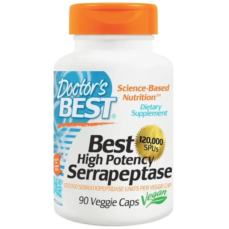 Serrapeptasi, per la normale funzionalità dei seni paranasali e delle vie respiratorie 120.000 X 90 capsule, <tc>Doctor's Best</tc>
