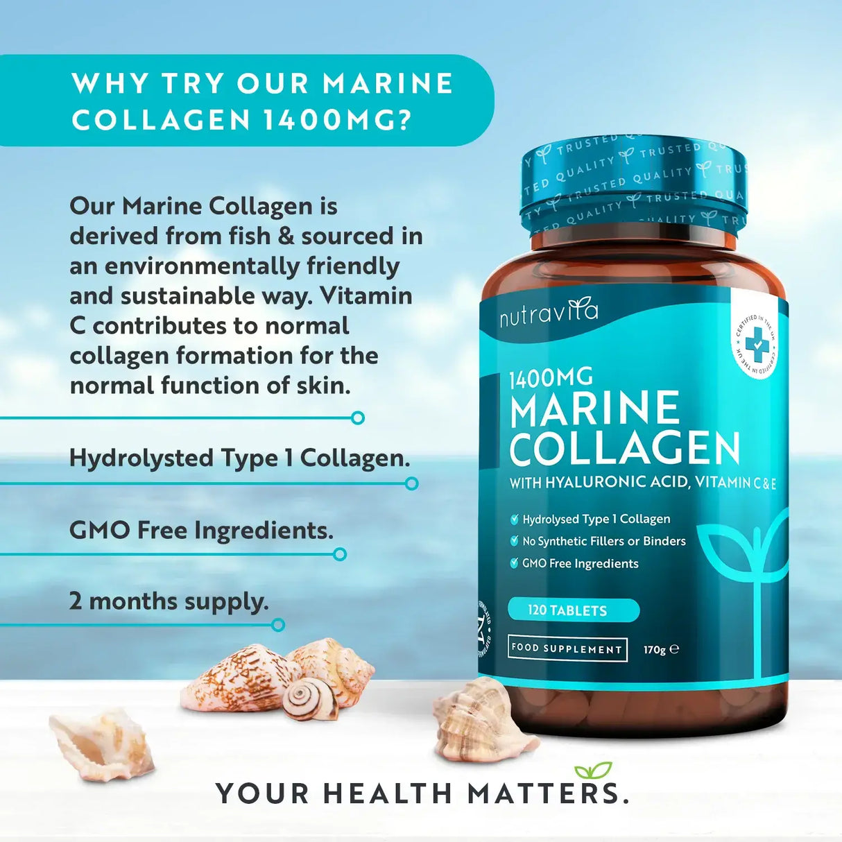 Collagene di Pesce 1400 mg con Acido Ialuronico 100 mg 120 compresse
