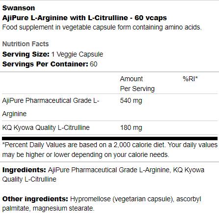 Ajipure L-arginina con L-citrullina 60 capsule