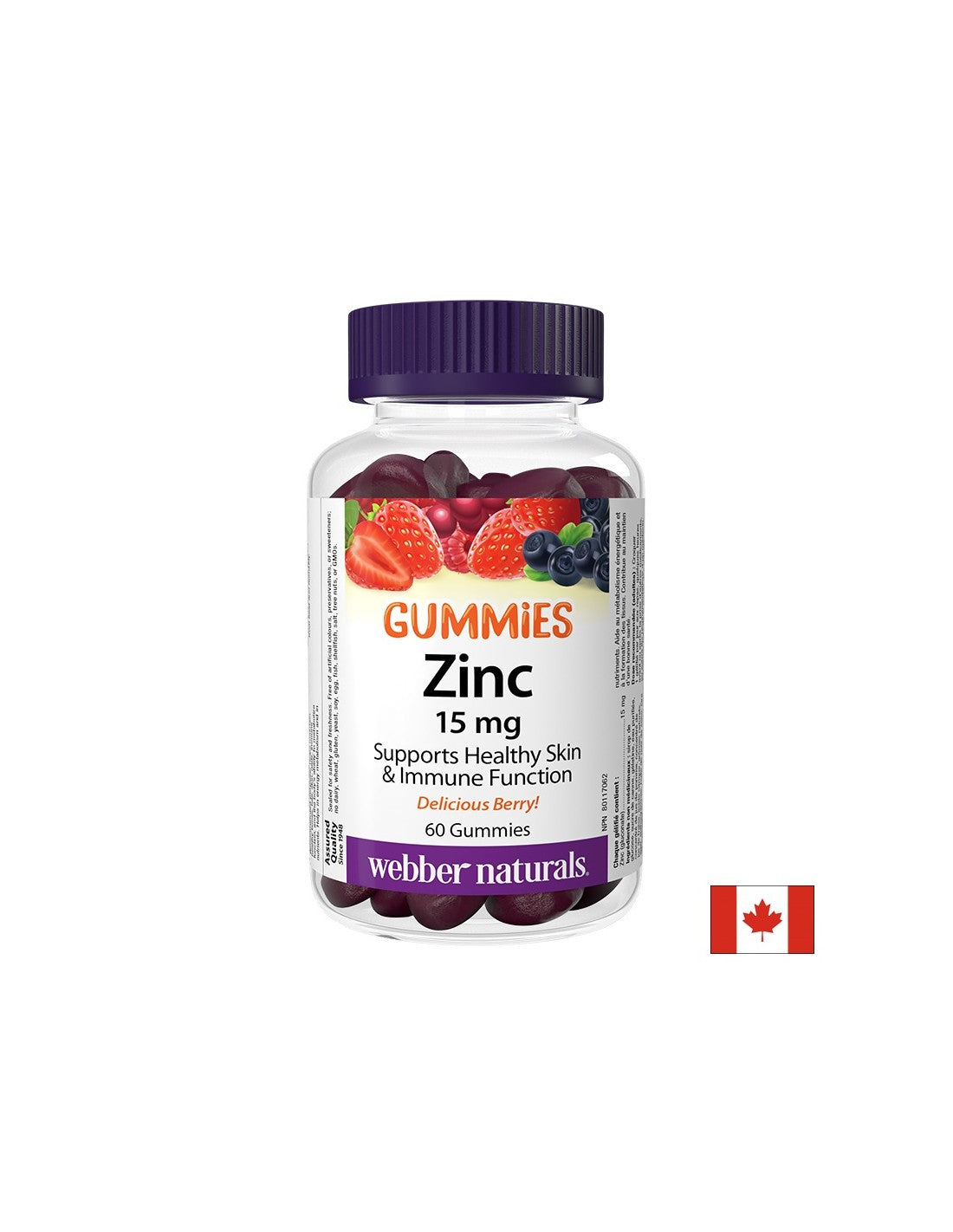 Immunità - Zinco (Gluconato) Gummy 15 mg, 60 compresse di gelatina al gusto di frutta