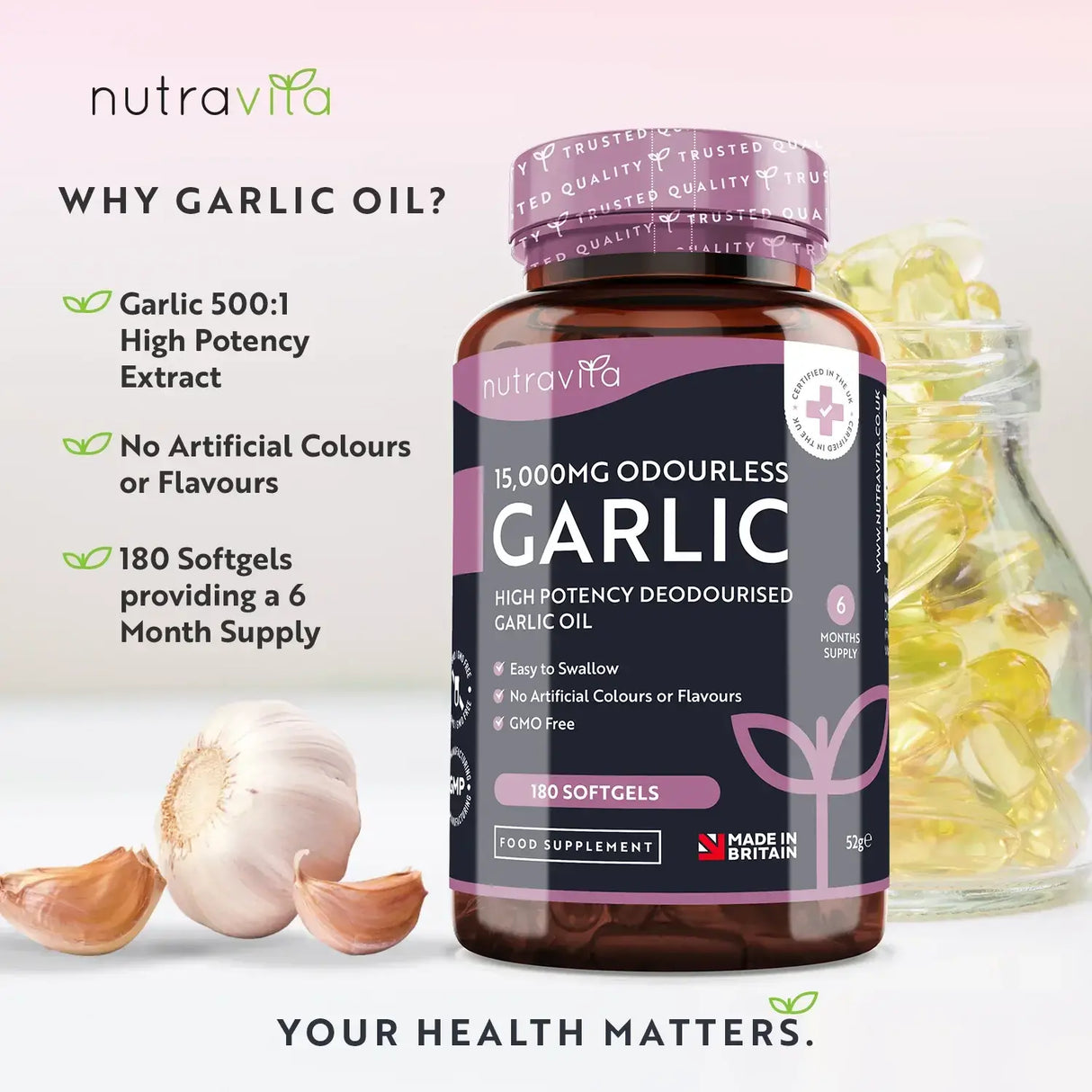 Aglio (inodore) 15000 mg (12-18% allicina) - 180 capsule molli