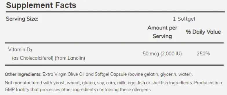 Ora capsule gel di vitamina D3/2000 UI/120