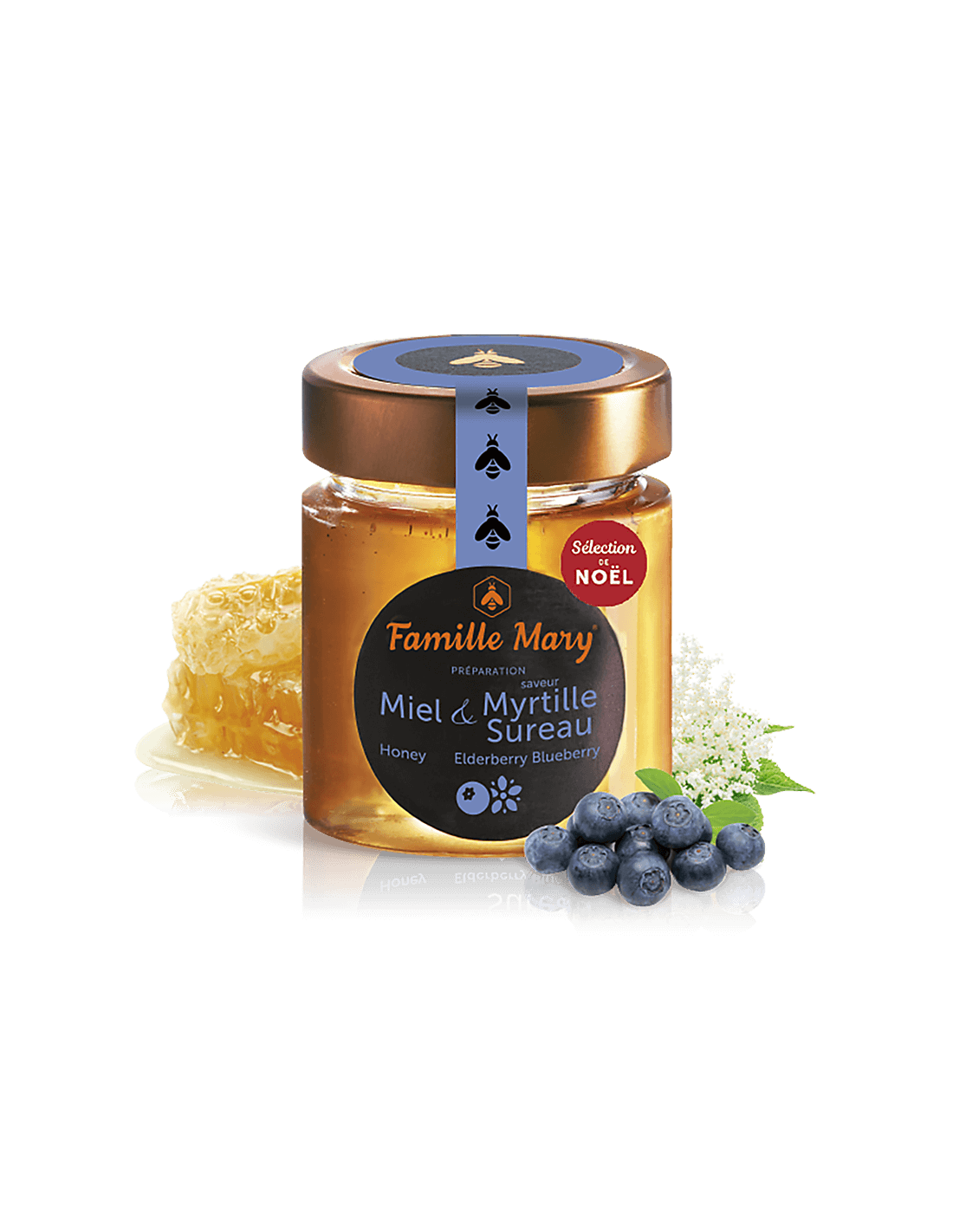 Miele di acacia aromatizzato al mirtillo e al sambuco, 170 g