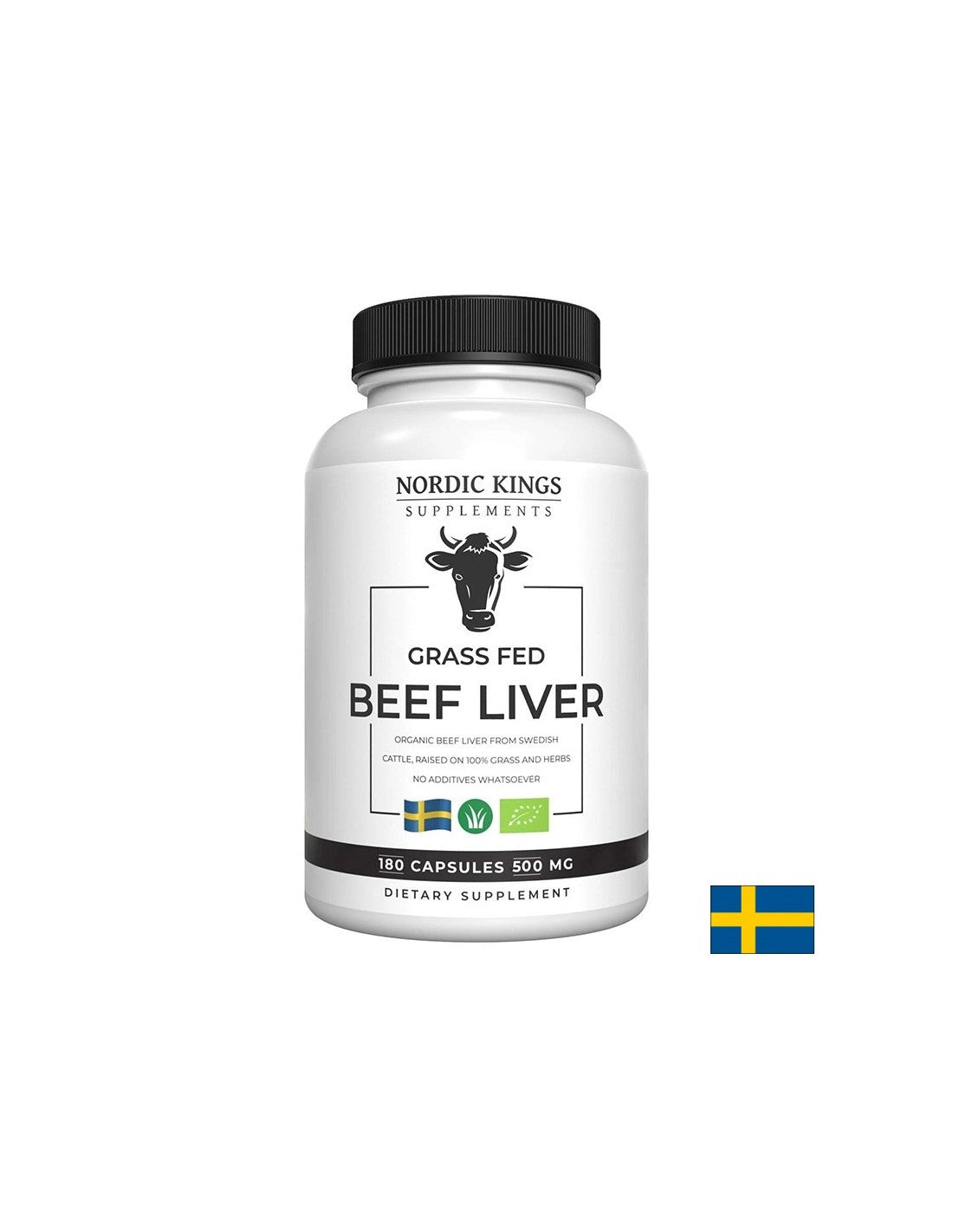 Fegato di manzo da animali nutriti ad erba (biologico), 180 capsule <tc>Nordic Kings</tc>