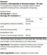 Curcuma, Ashwagandha e Ginseng Complex 60 Capsules