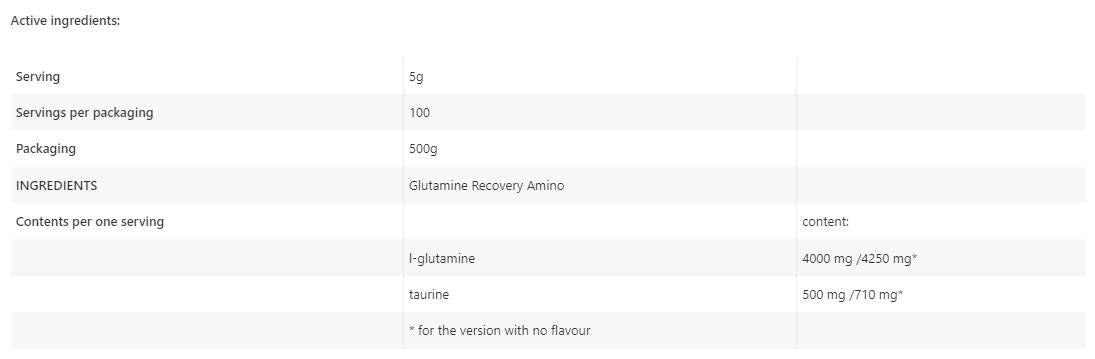 Recupero di glutammina amino - 1000 grammi