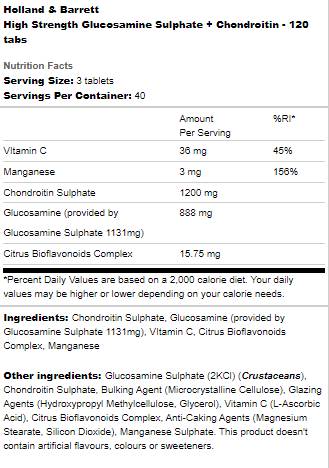 Glucosamina solfato ad alta resistenza + condroitina - 120 compresse