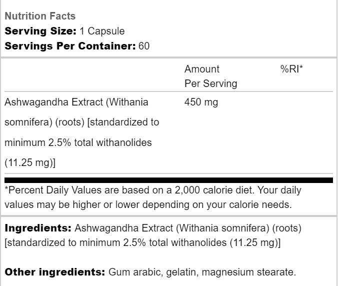 Estratto di Ashwagandha 450 mg - 60 capsule