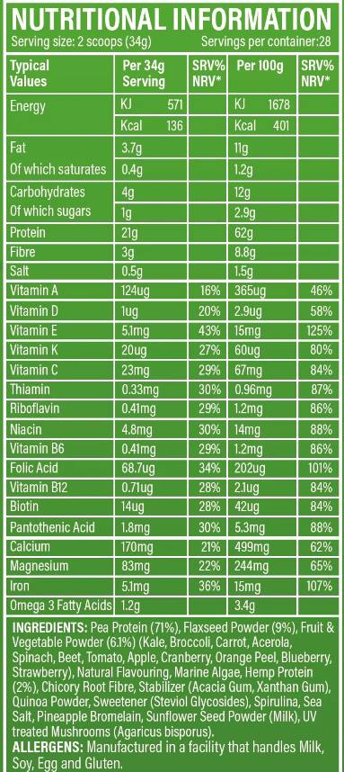 Polvere di verdure superfood - 952 grammi