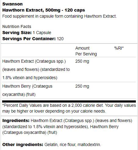 Estratto di biancospino 500 mg 120 Capsule