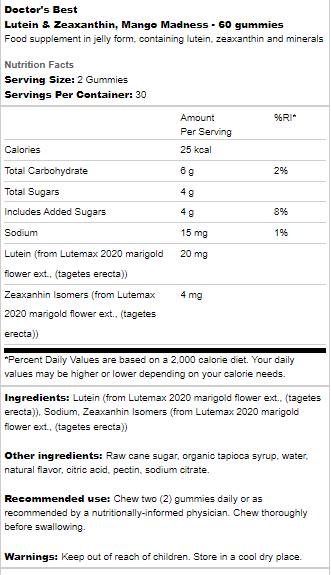 Migliori gummie di luteina e zeaxantina - 60 gummies