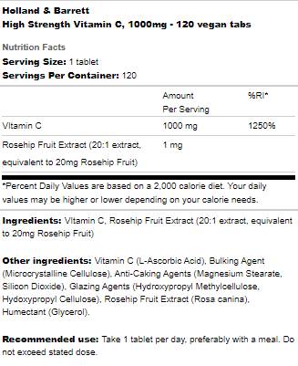 Vitamina C 1000 mg ad alta resistenza - 120 compresse