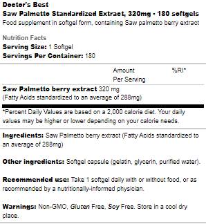 Best Saw Palmetto 320 mg - 180 capsule in gel
