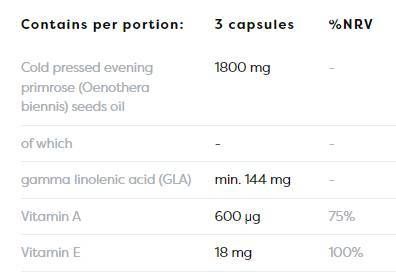 Olio di primrose 1800 mg | con vitamina A&E - 180 capsule in gel