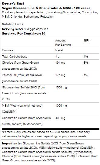 Glucosamina vegana e condroitina e MSM - 120 capsule
