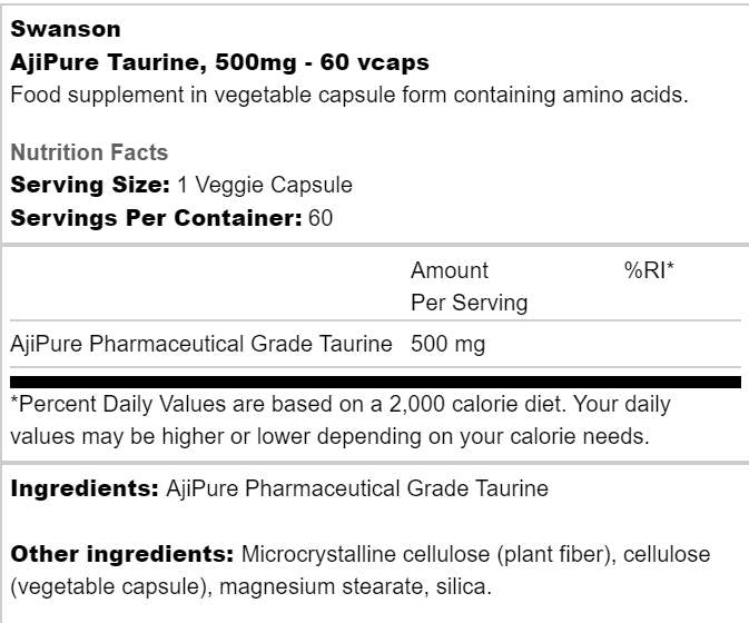 Ajipure Taurine 500 mg 60 Capsule