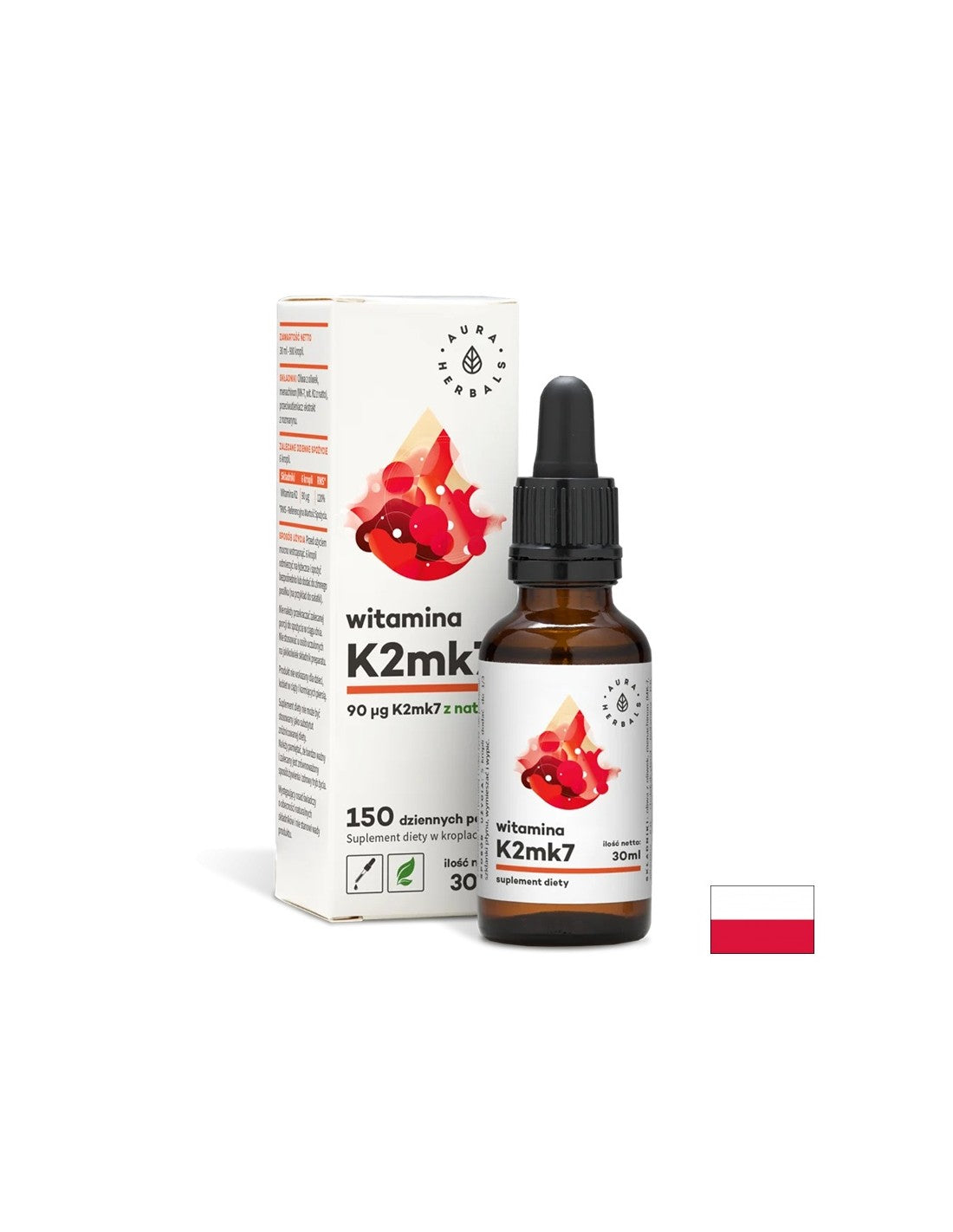 Migliora la densità ossea - Vitamina K2 (MK7), gocce da 30 ml <tc>Aura Herbals</tc>