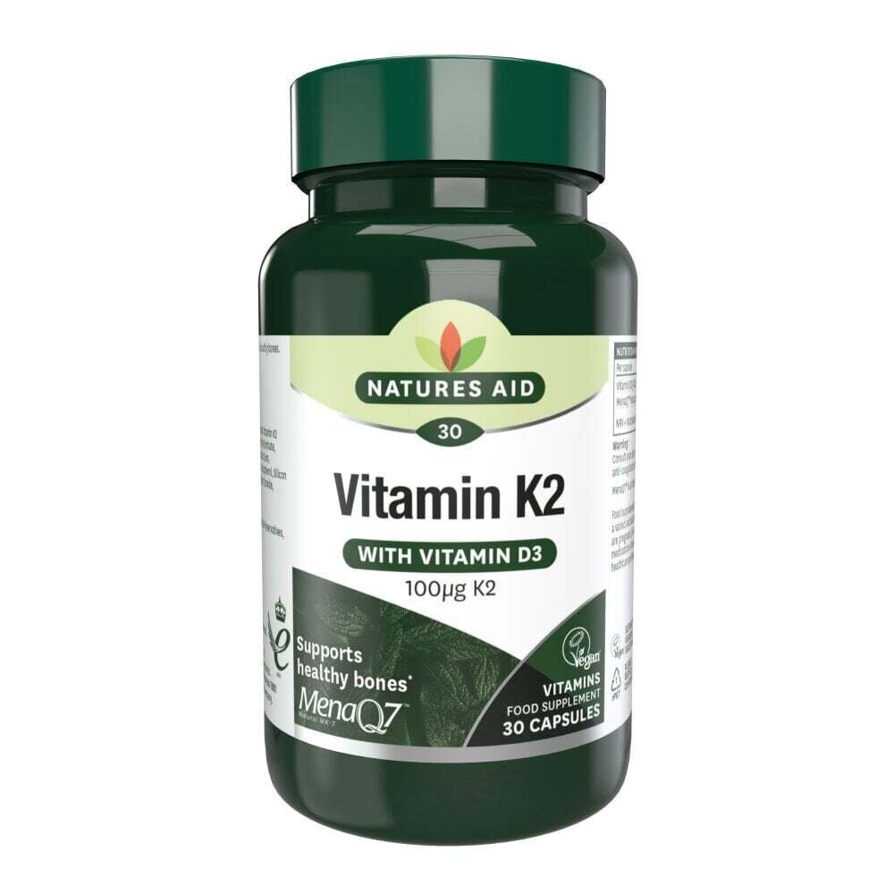 Vitamina naturale K2 + D3 (Vitamina K2 + D3) 100 mcg 30 capsule Natures Aid