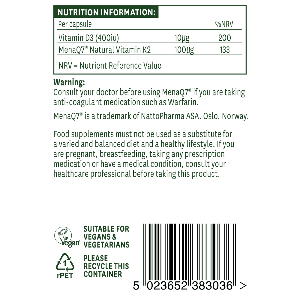 Vitamina naturale K2 + D3 (Vitamina K2 + D3) 100 mcg 30 capsule Natures Aid