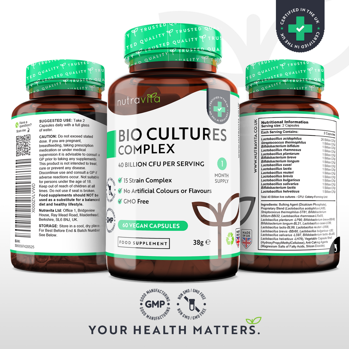 Probiotico 20 miliardi di CFU 15 ceppi /60 capsule, 60 dosi/ <tc>Nutravita</tc>