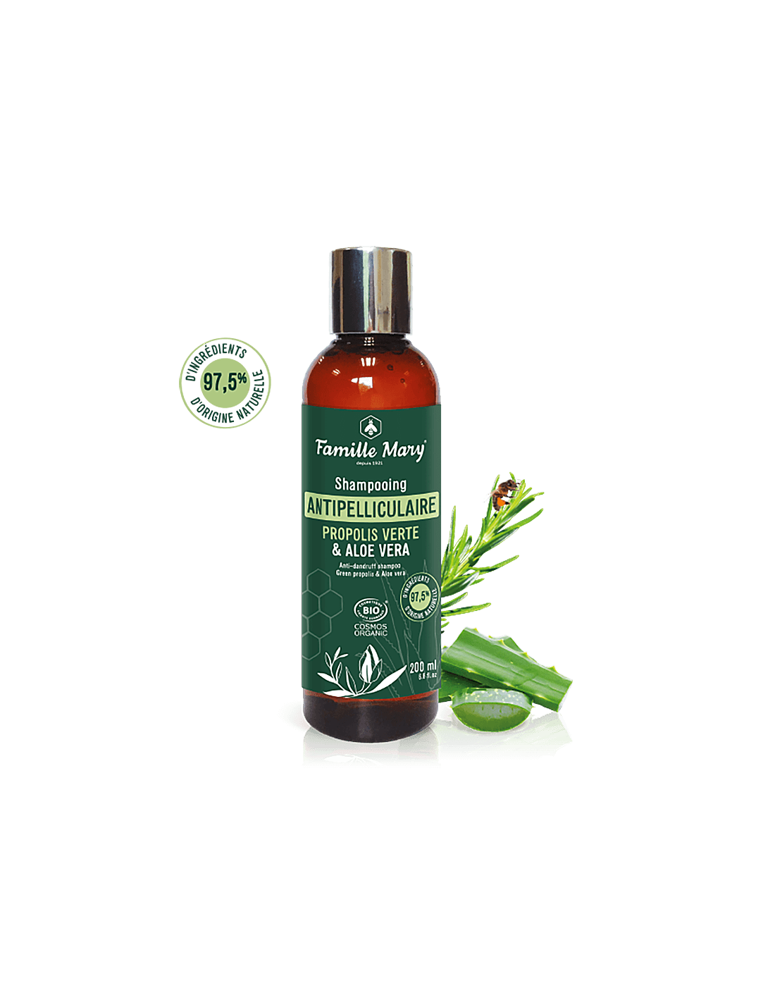 Shampoo antiforfora biologico con aloe vera e propoli verde, 200 ml