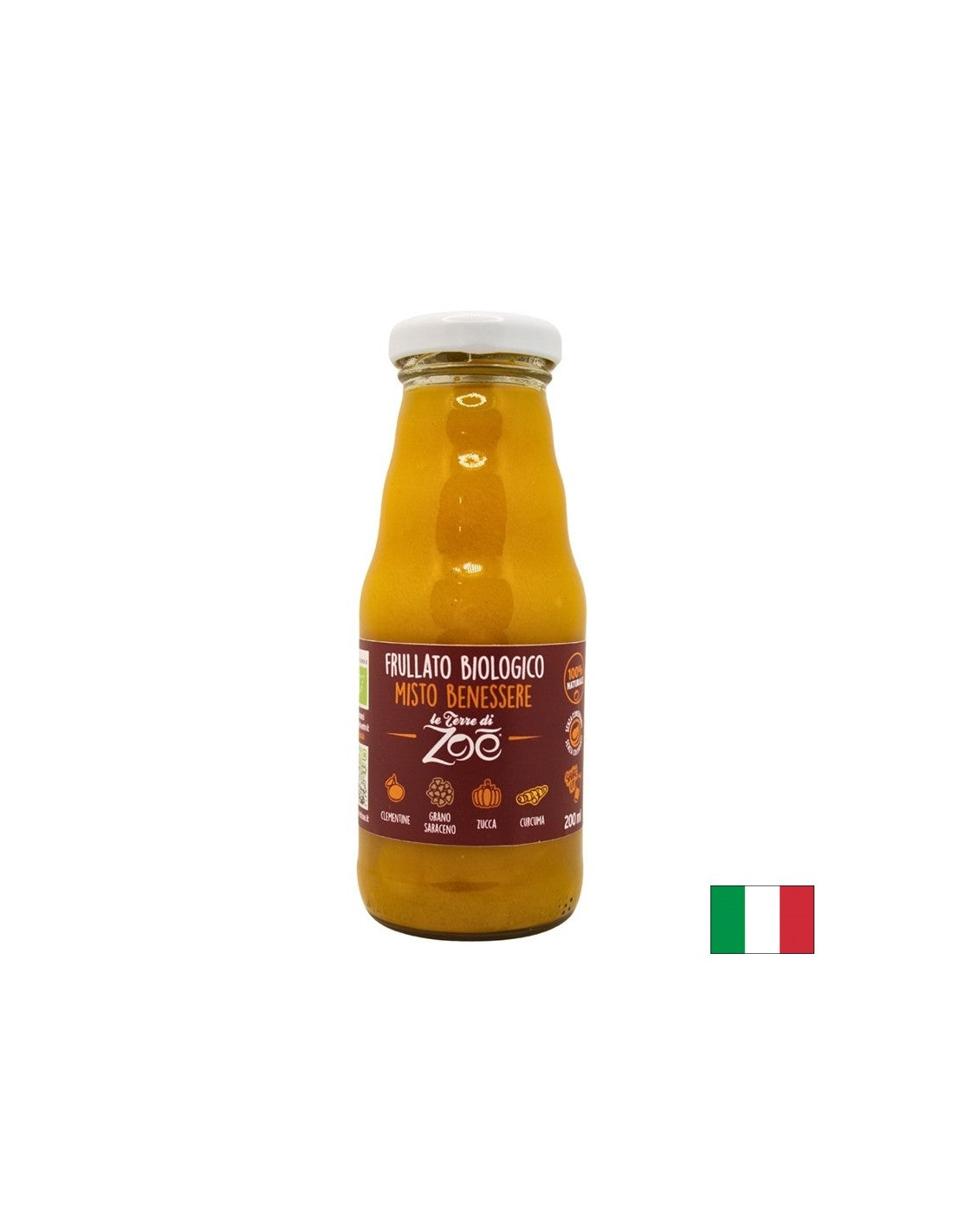 Frullato biologico di mandarino, zucca, grano saraceno, curcuma, 200 ml