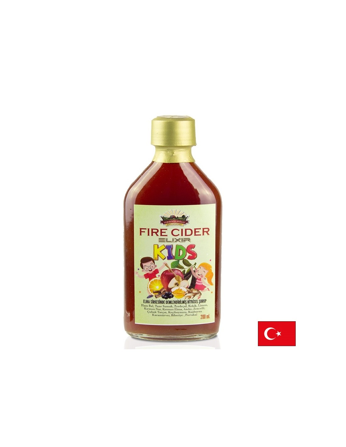 Elisir immunostimolante per bambini – aceto di mele con miele ed erbe aromatiche, 200 ml