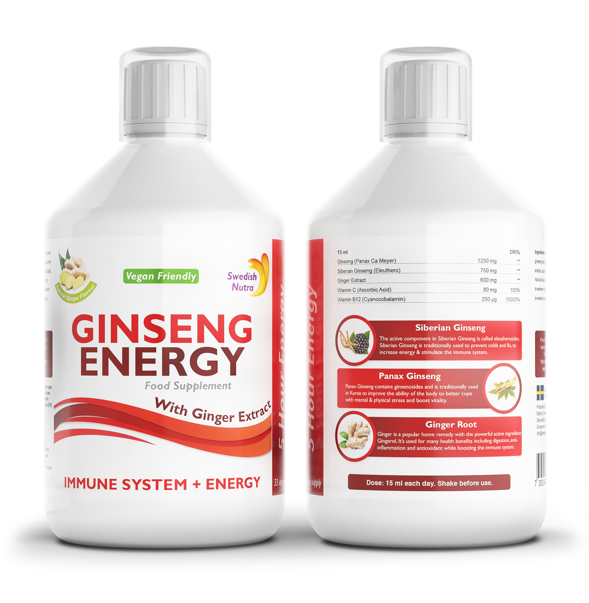 Ginseng 2000 mg - con estratto di zenzero - 500 ml