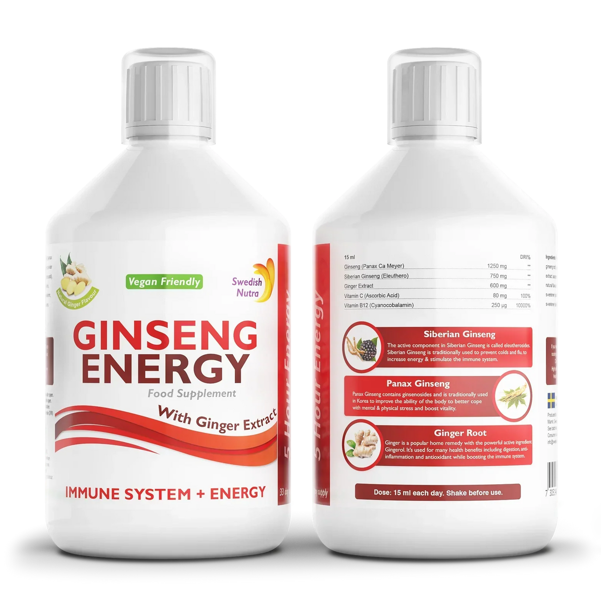 Ginseng 2000 mg - con estratto di zenzero - 500 ml