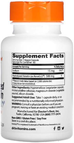 Cheratina idrolizzata 500 mg | con Keraglo® - 60 capsule