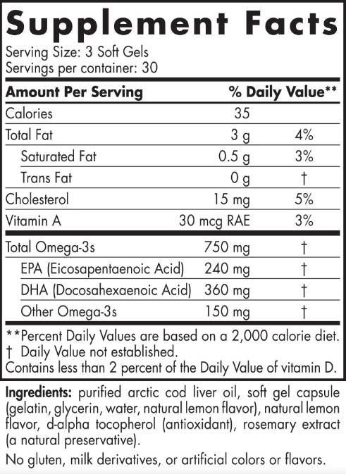 Olio di fegato di merluzzo artico 750 mg - 180 capsule gel