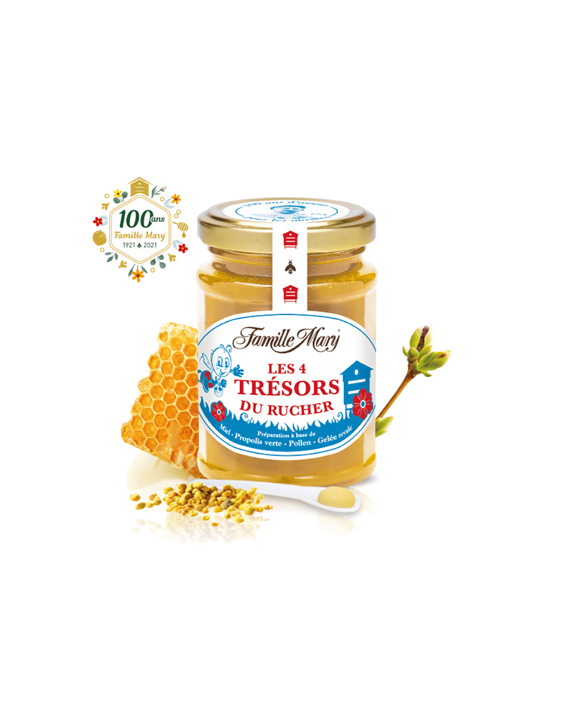 I quattro tesori dell'apiario (miele, propoli verde, polline d'api e pappa reale), 230 g