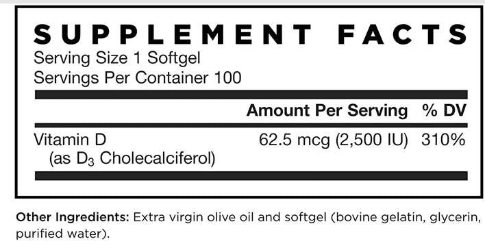 Vitamina D3 2500 IU 100 Capsule gel