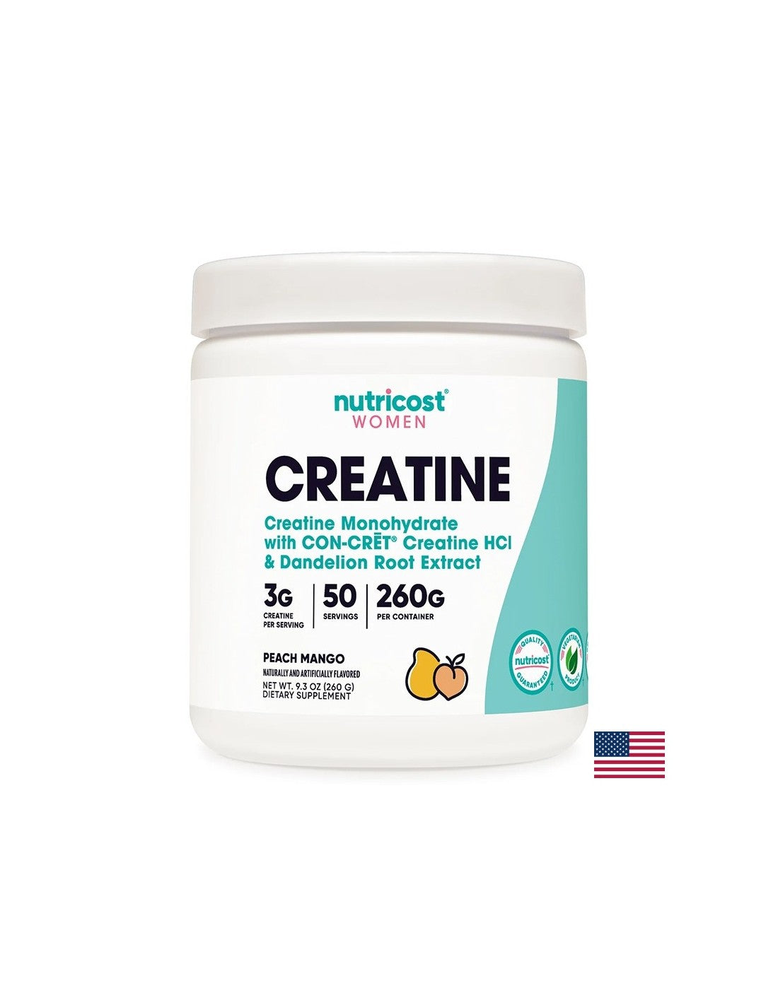 Creatina (formula da donna con acido folico, tarassaco, uva ursina e mirtillo rosso), 260 g in polvere, aromatizzata al mango